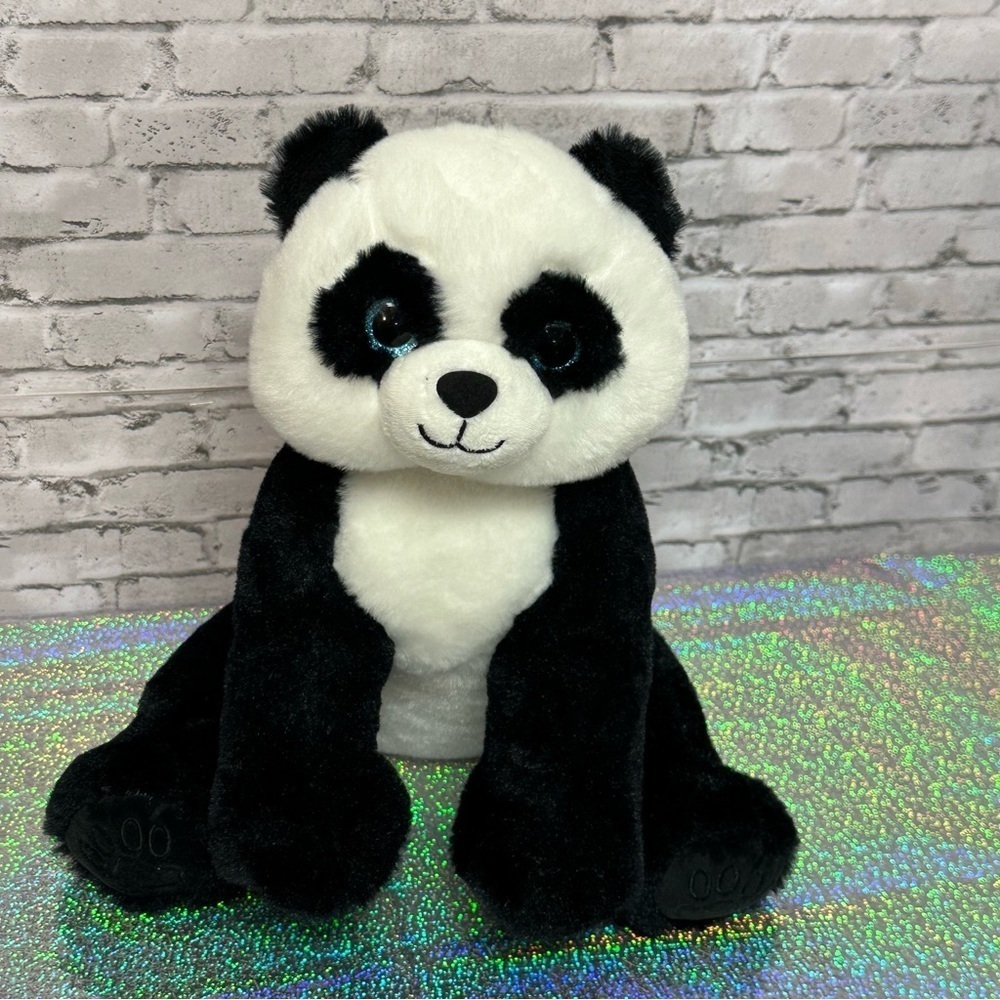 The Bear Factory PANDA BEAR Stuffed Animal Realistic Plush 2017 with Pouch 13"
